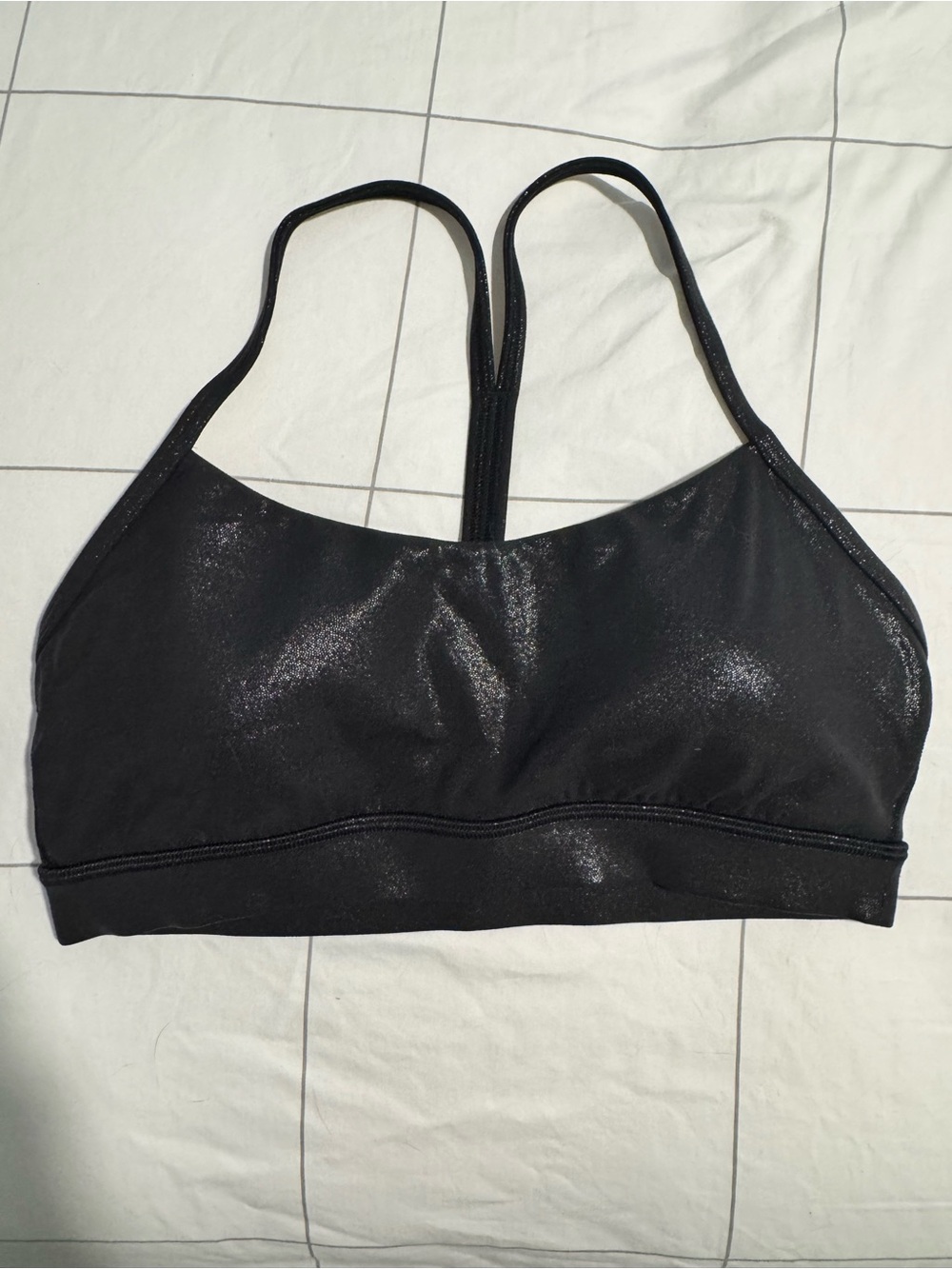 Black Shimmery lululemon flow-y sports bra size 6